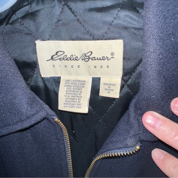 Eddie Bauer Navy Blue Zip Up Wool Coat Women’s - Picture 2 of 6